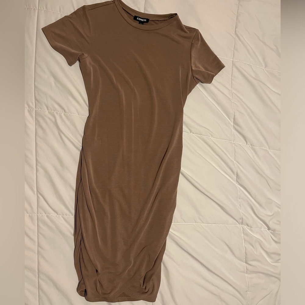 Silky Sueded Jersey Ruched T-Shirt XS Dress